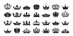 وکتور لوگوی تاج سیاه سفید چند تایی